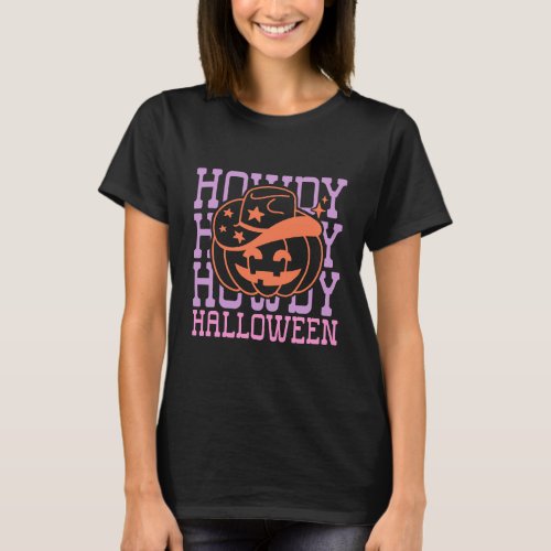 Howdy Halloween Jack_O Lantern Cowboy Halloween T_Shirt