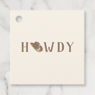 Howdy Hat My First Rodeo Birthday Neutral Party Favor Tags