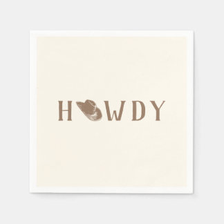 Howdy Hat My First Rodeo Birthday Neutral Party Napkins