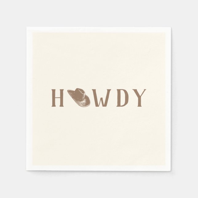 Howdy Hat My First Rodeo Birthday Neutral Party Napkins (Front)