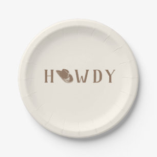 Howdy Hat My First Rodeo Birthday Neutral Party Paper Plates