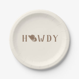 Howdy Hat My First Rodeo Birthday Neutral Party Paper Plates