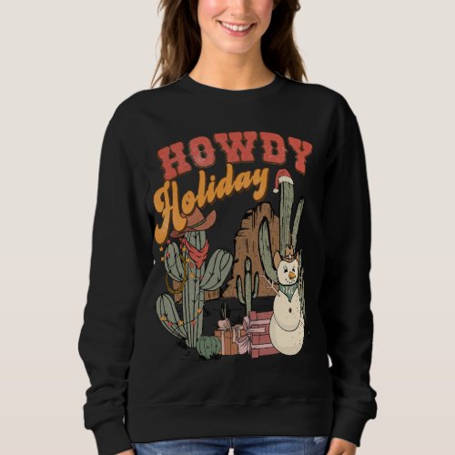 Howdy Holiday Christmas Western Country Lights Tre Sweatshirt
