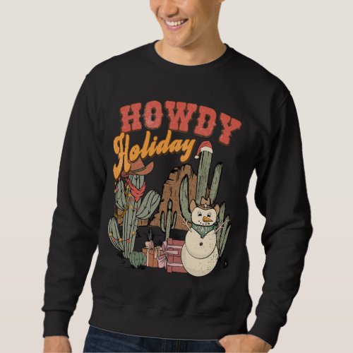 Howdy Holiday Christmas Western Country Lights Tre Sweatshirt