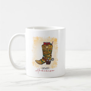 Howdy Holidays Christmas Lights Cowboy Boot Coffee Mug