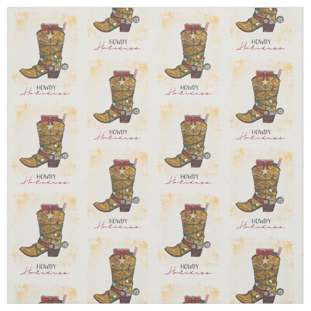 Western Christmas Cowboy Santa Fabric | Zazzle