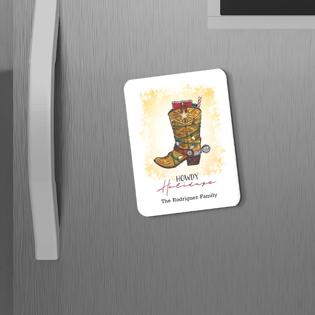 Howdy Holidays Christmas Lights Cowboy Boot Magnet (Creator Uploaded)