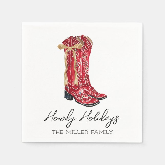 Howdy Holidays Cowgirl Napkins (Front)