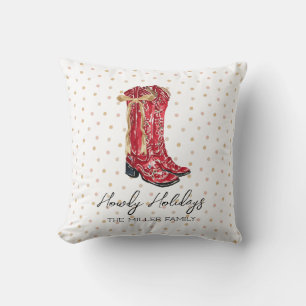 Howdy Holidays Cowgirl Throw Pillow