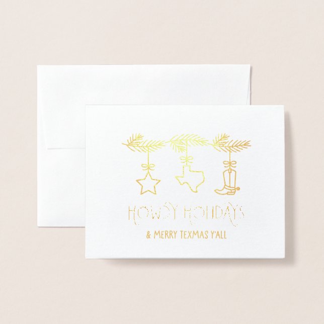 Howdy Holidays Texas Christmas Greeting Card (Front With Envelope)
