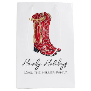 Howdy Holidays Western Christmas Medium Gift Bag