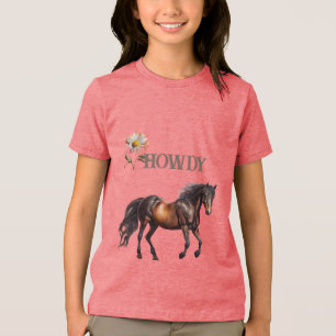 Howdy Horse Daisy Flower Tri-Blend Shirt