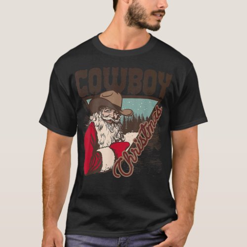 Howdy Hos Cowboy Santa Christmas Western Vintage H T_Shirt