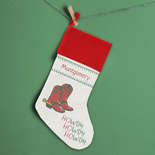 HOwdy HOwdy HOwdy Christmas Cowboy Boots Stocking