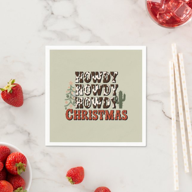 Howdy Howdy Howdy Christmas Family Xmas Party Gift Napkins (Insitu)