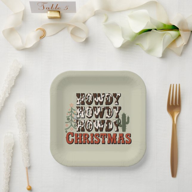 Howdy Howdy Howdy Christmas Family Xmas Party Gift Paper Plates (Wedding)