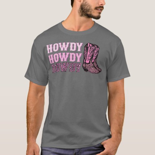 Howdy Howdy Howdy Pink Leopard Print Western Cowgi T_Shirt