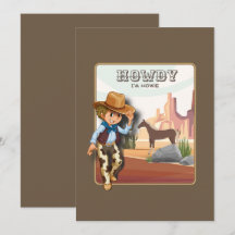 Howdy howies first birthday animal print invitatio