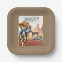 Howdy howies first birthday animal print paper pla