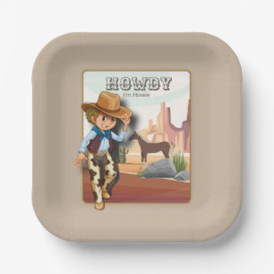 Howdy howies first birthday animal print paper plates