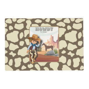 Howdy howies first birthday animal print placemat