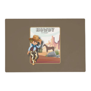 Howdy howies first birthday animal print placemat