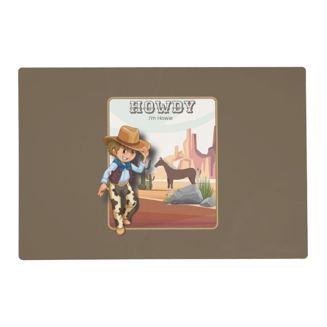 Howdy howies first birthday animal print placemat (Front)