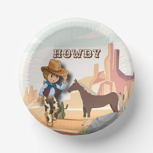 Howdy howies western cowboy birthday  paper bowls (Front)