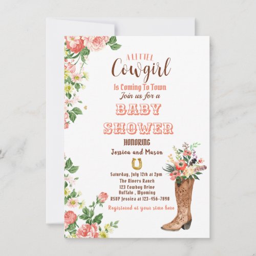 Howdy Its a Boots Cowgirl Baby Shower Invitation