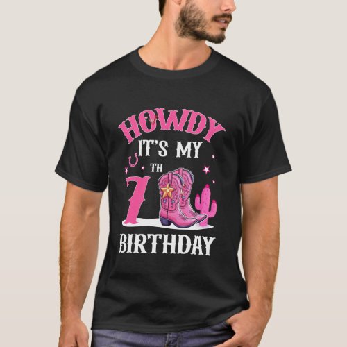 Howdy It's My 7th Birthday 7 Year Old Cowgirl West T-Shirt