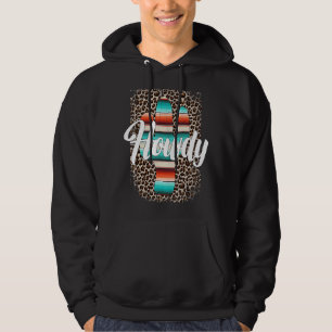 HOWDY Leopard Cactus Serape Cactus print Turquois Hoodie