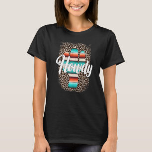 HOWDY Leopard Cactus Serape Cactus print Turquois T-Shirt