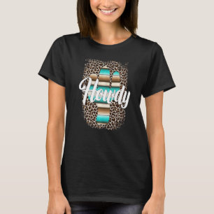 HOWDY Leopard Cactus Serape Cactus print Turquoise T-Shirt