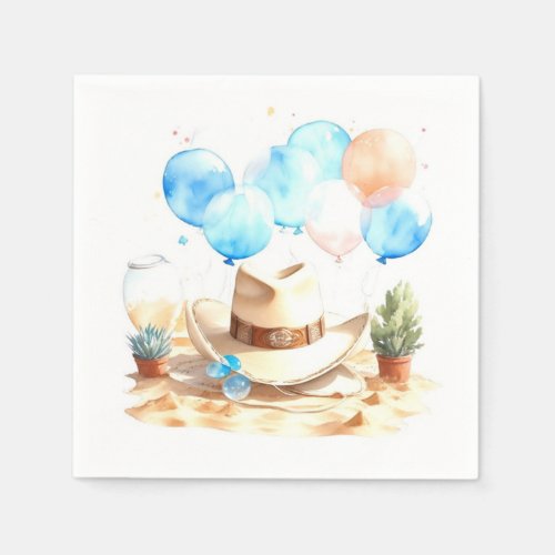 Howdy Little One Watercolor Cowboy Baby Shower Napkins