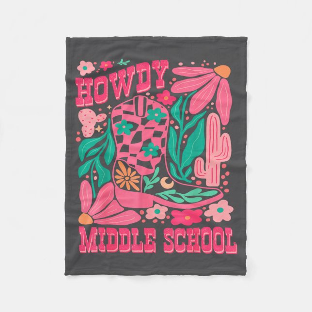 Howdy Middle School Western Girl Country Rodeo Nk  Fleece Blanket (Front)