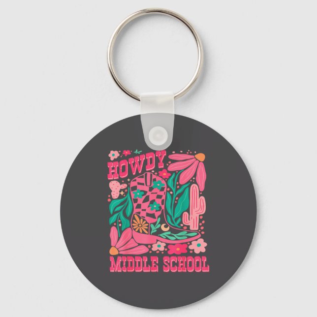 Howdy Middle School Western Girl Country Rodeo Nk  Keychain (Front)