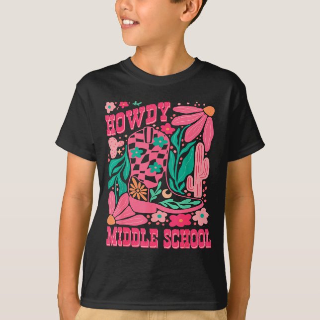 Howdy Middle School Western Girl Country Rodeo Nk  T-Shirt (Front)