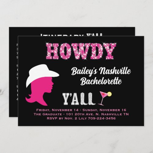 Howdy Nashville Weekend Bachelorette Invitation 