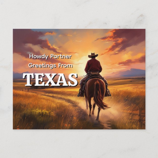 Howdy Partner Greetings from Texas Postcard (Front)