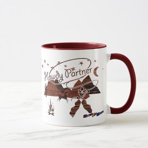 Howdy Partner _ wood rustic mug