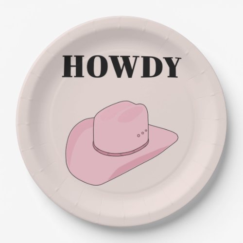 Howdy Pink Cowboy Hat Paper Plates