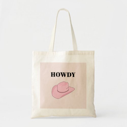 Howdy Pink Cowboy Hat Tote Bag