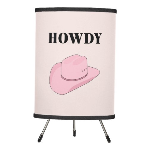 Howdy Pink Cowboy Hat Tripod Lamp