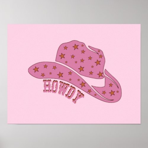 Howdy Pink Cowgirl Hat Poster