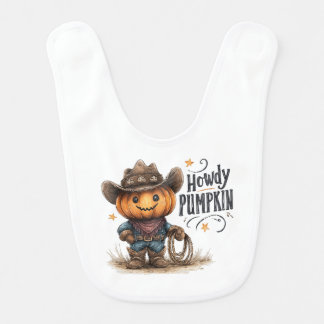 Howdy Pumpkin Cowboy Pumpkin Baby Bib
