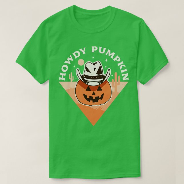 Howdy Pumpkin Cowboy Rodeo Western Country Fall Ha T-Shirt (Design Front)