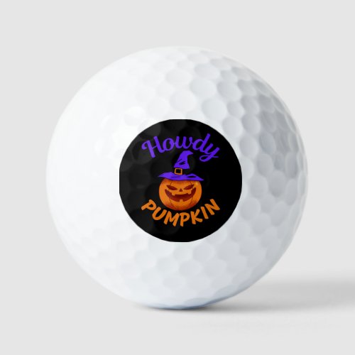 Howdy Pumpkin Halloween   Button Golf Balls