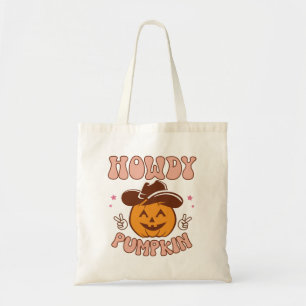 Howdy Pumpkin Western Retro Halloween Tote Bag