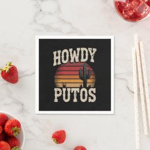 Howdy Putos Funny Cactus Retro Vintage Napkins