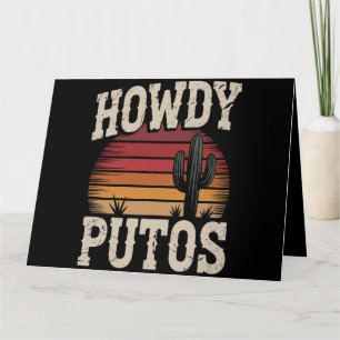 Howdy Putos Funny Cactus Retro Vintage Thank You Card